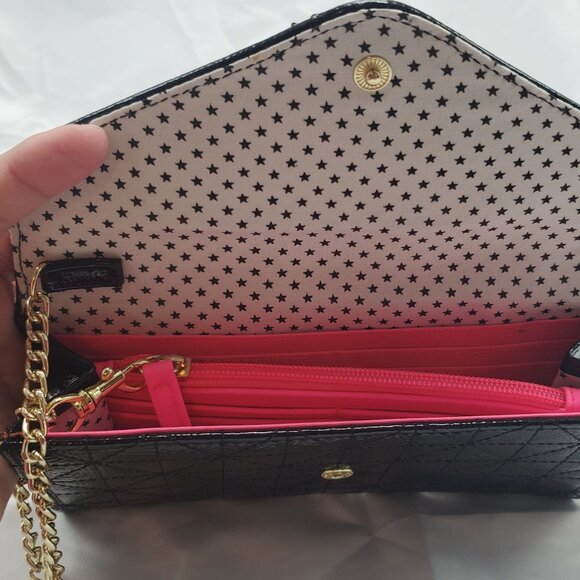 Studded Black Wallet With Removable Chain and Pink Interior - Picture 3 of 7